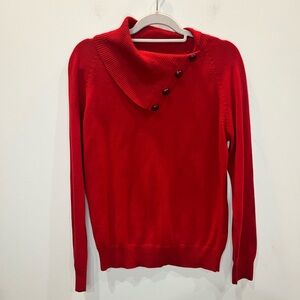 Jeanne Pierre Long Sleeve Cowl Neck Sweater Women's Size Medium Red‎ 100% Cotton